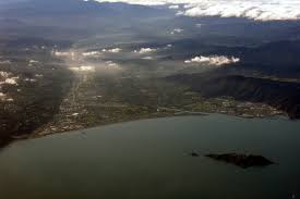 Aerial view from Wellington harbour looking north